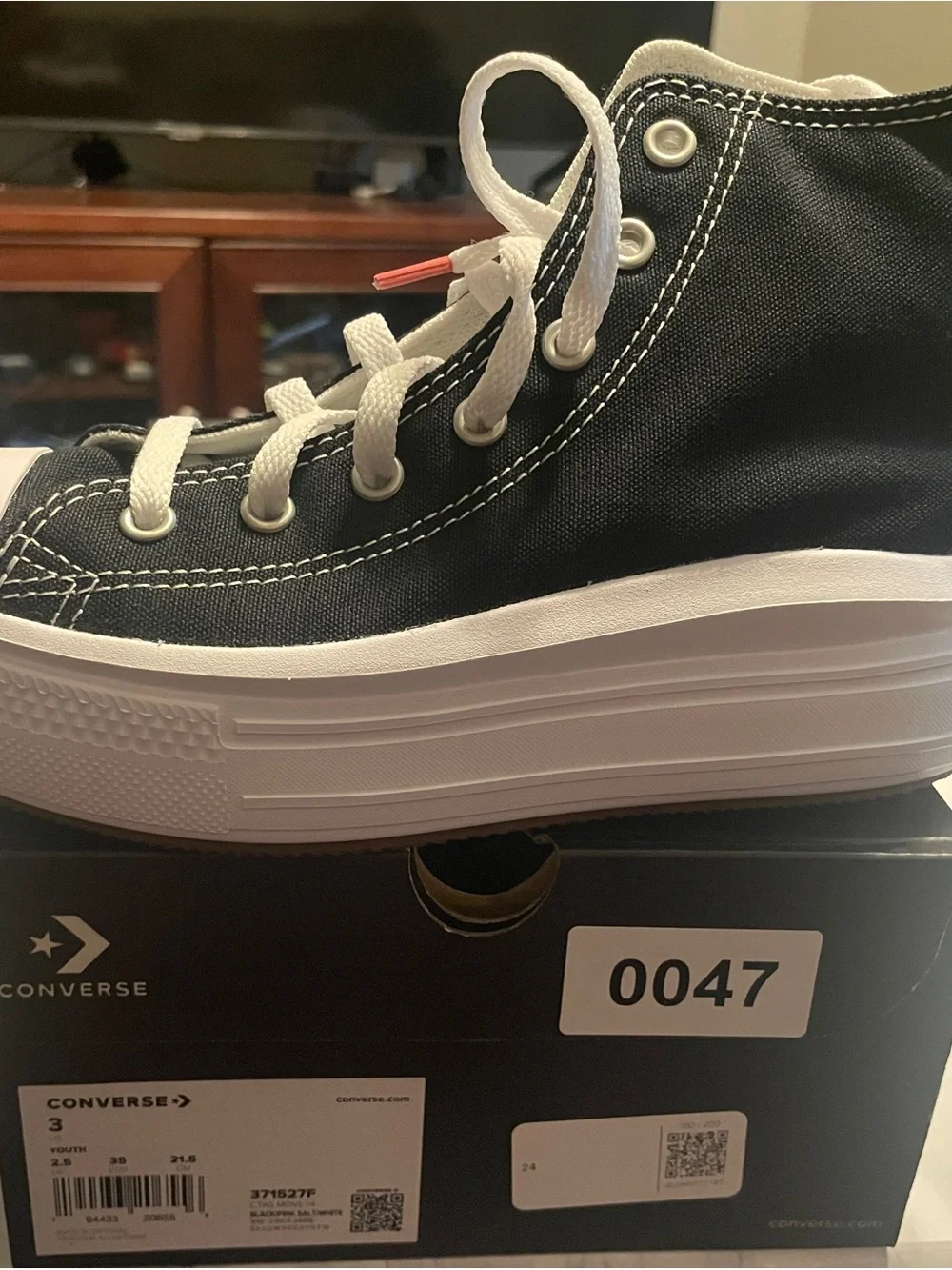 Converse Kids Black and White High-Top Platform Sneakers